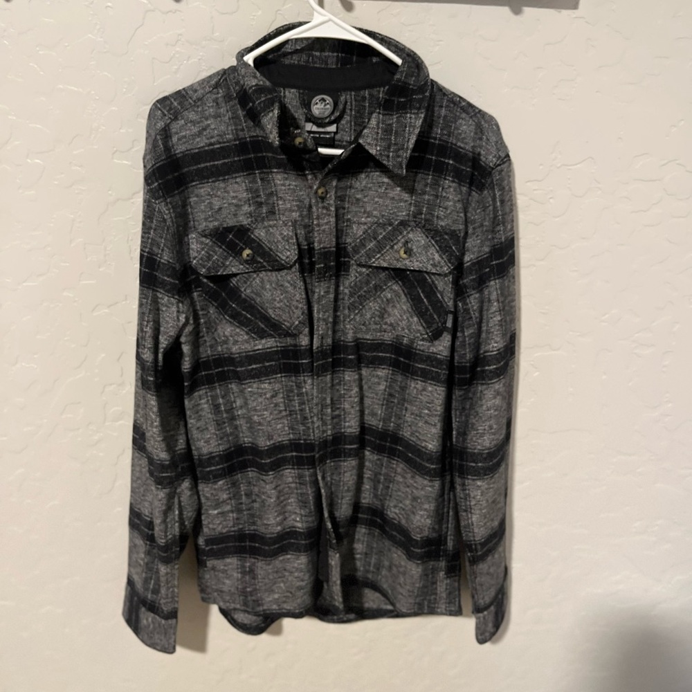 Gray and Black Plaid Button-Up Shirt